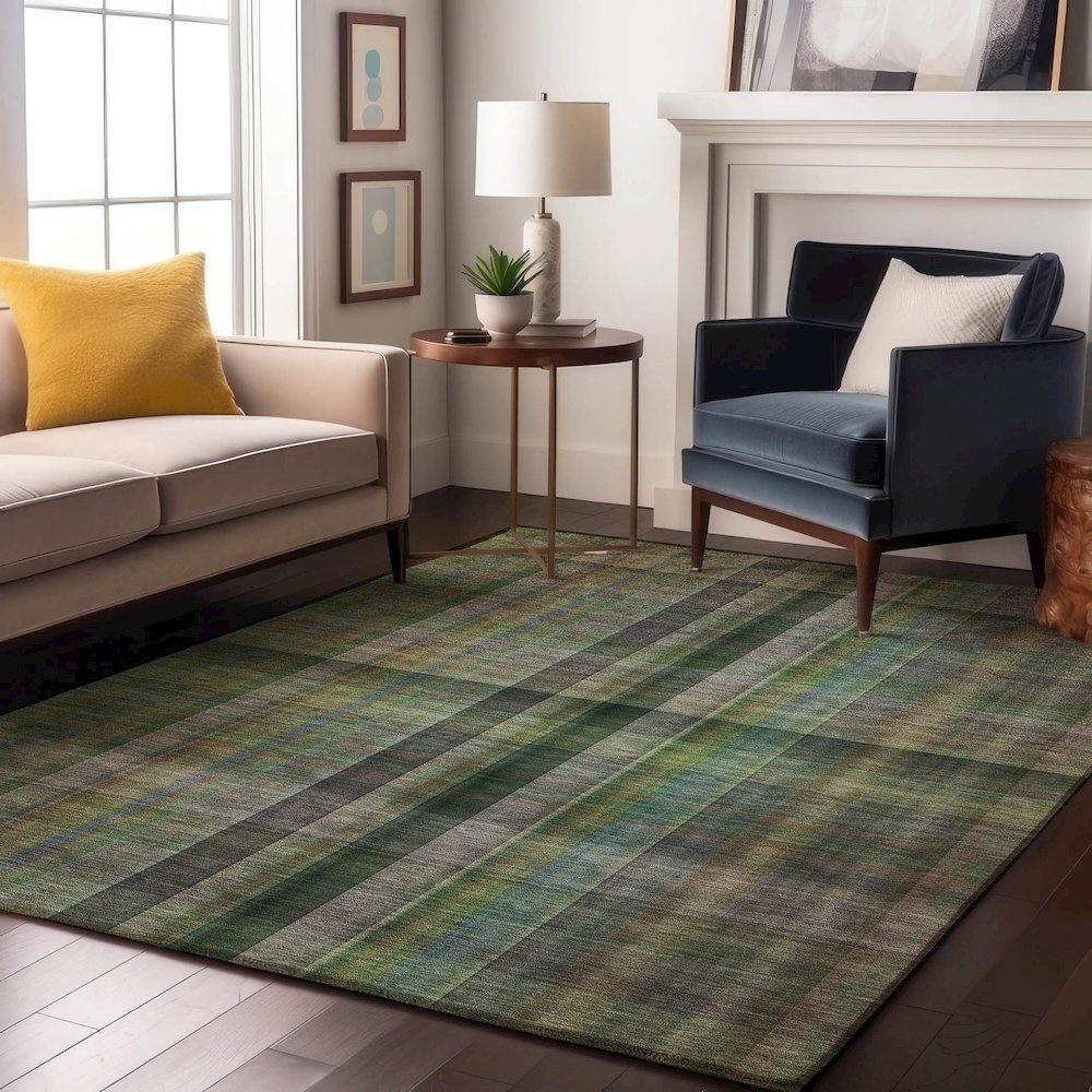 Premium Machine Washable Mayfield  Green 2'6" x 3'10" Rug. Picture 5