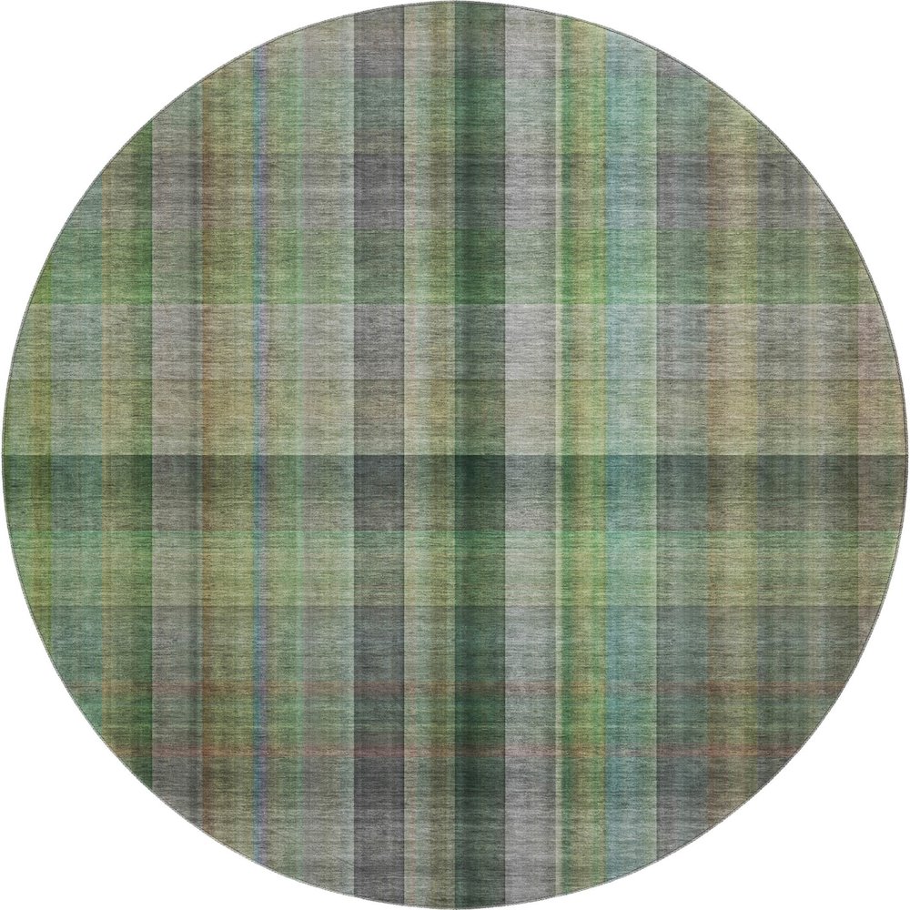 Premium Machine Washable Mayfield  Green 8' x 8' Round Rug. Picture 1