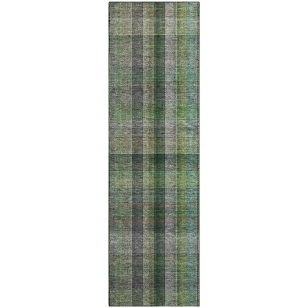 Premium Machine Washable Mayfield  Green 2'3" x 7'6" Runner Rug. Picture 1