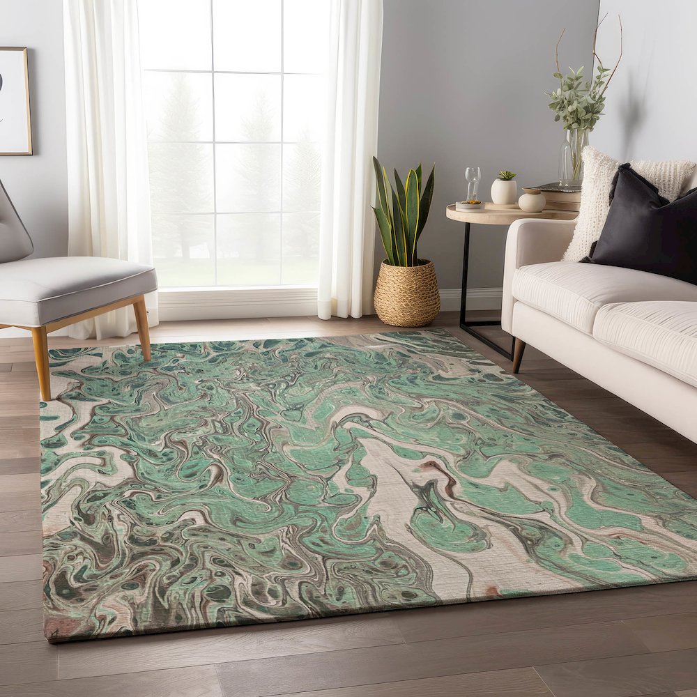 Premium Machine Washable Mayfield  Mint 2'6" x 3'10" Rug. Picture 5