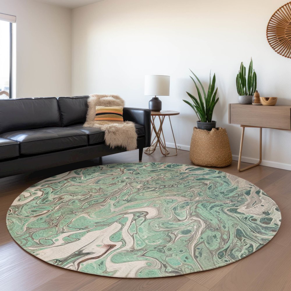 Premium Machine Washable Mayfield  Mint 8' x 8' Round Rug. Picture 5