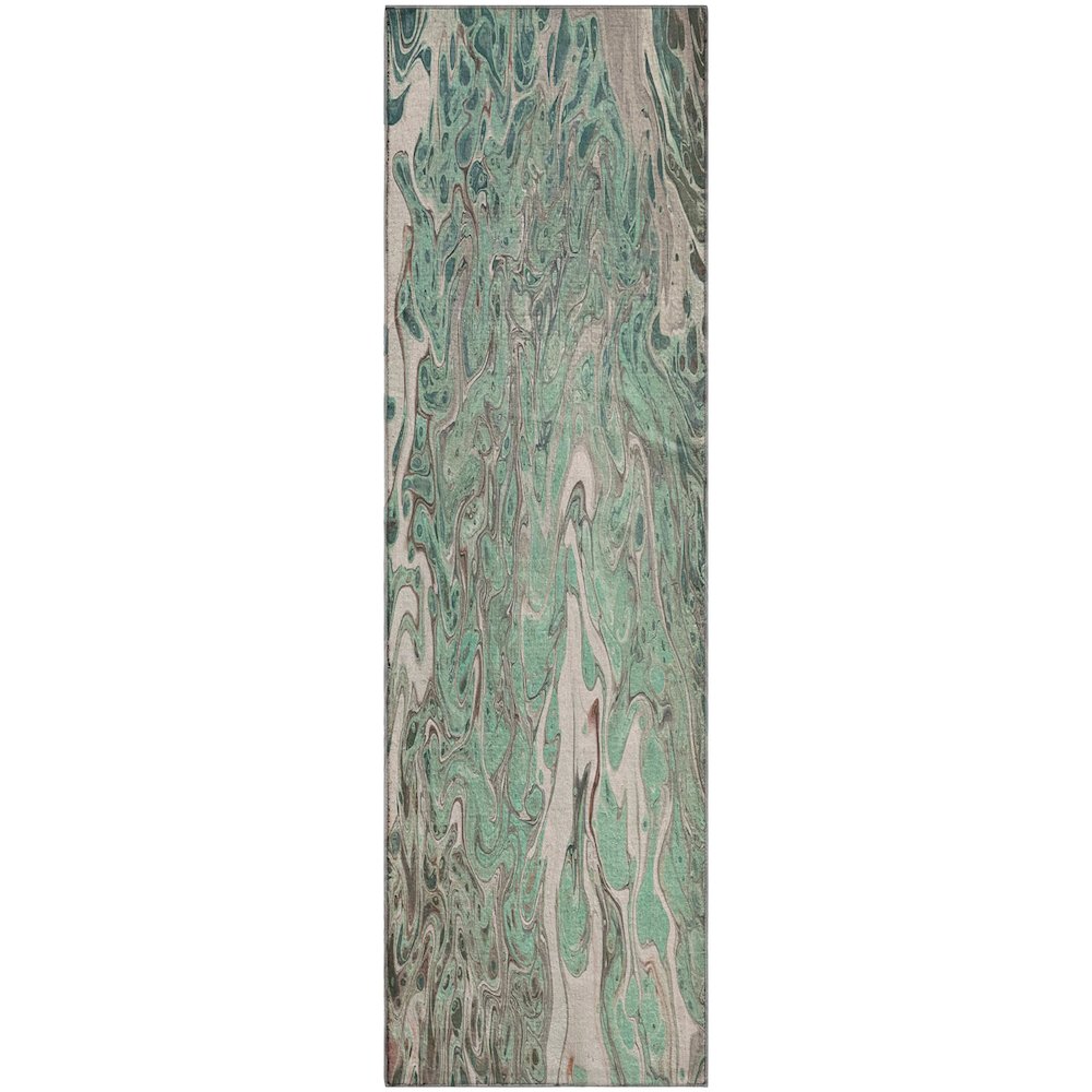 Premium Machine Washable Mayfield  Mint 2'3" x 7'6" Runner Rug. Picture 1