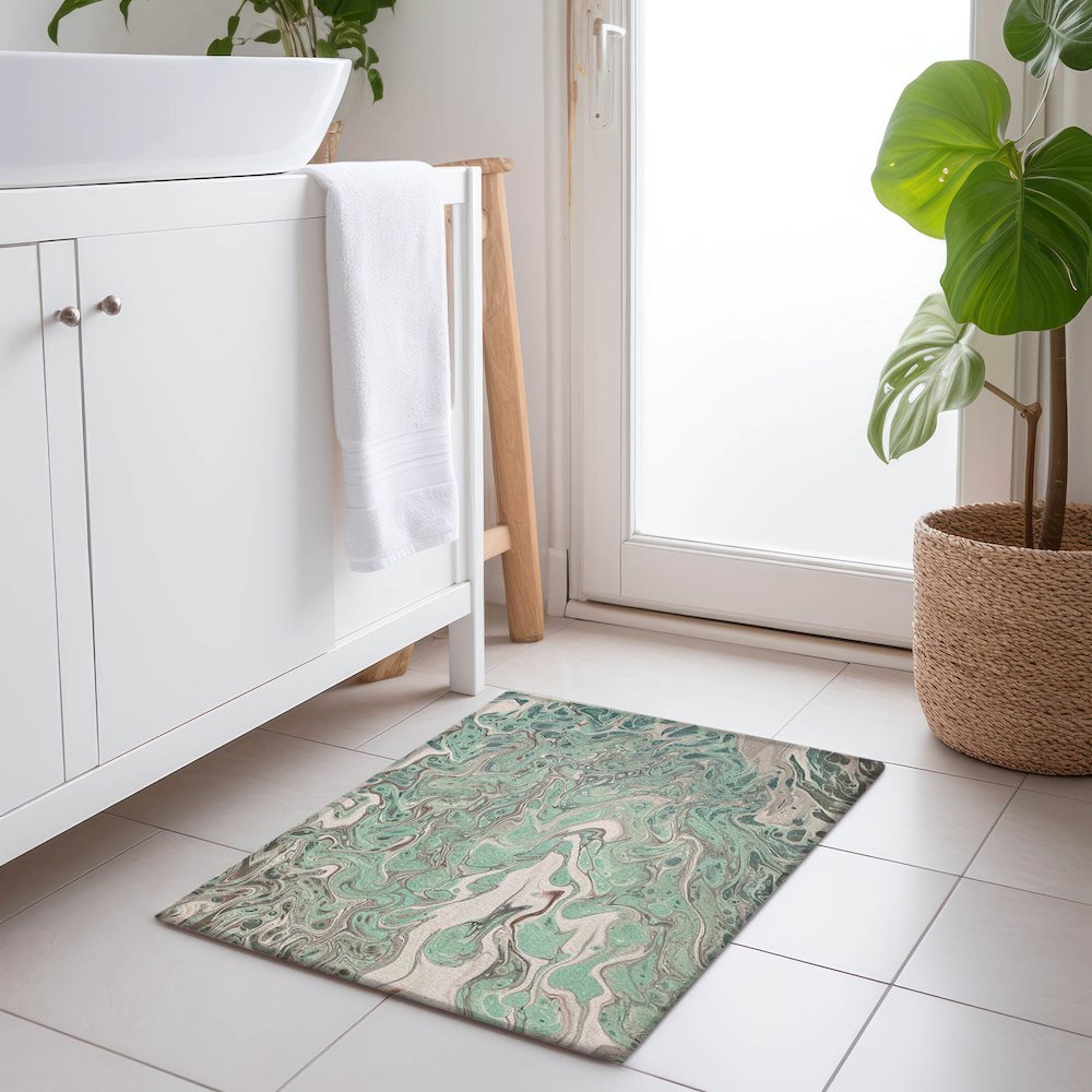 Premium Machine Washable Mayfield  Mint 1'8" x 2'6" Rug. Picture 5