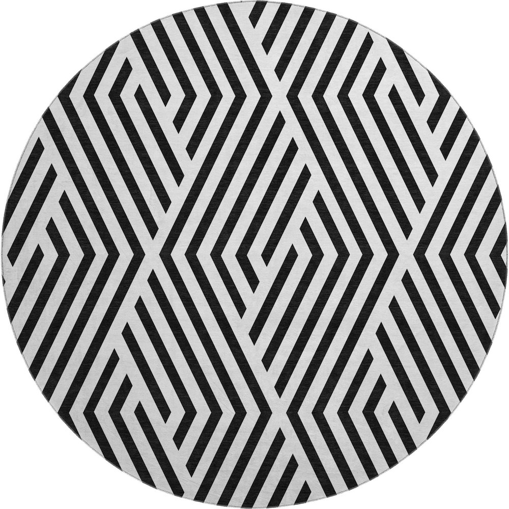 Premium Machine Washable Mayfield  Black 8' x 8' Round Rug. Picture 1