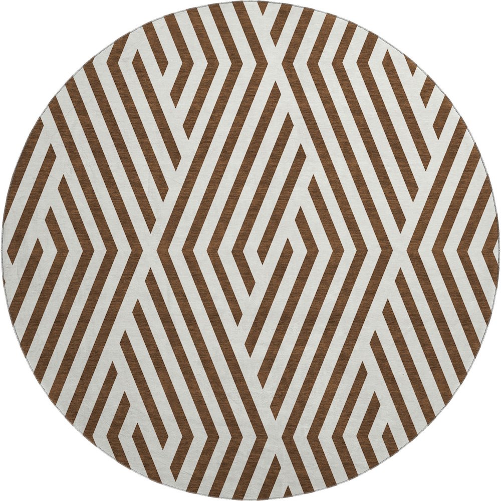 Premium Machine Washable Mayfield  Brown 8' x 8' Round Rug. Picture 1