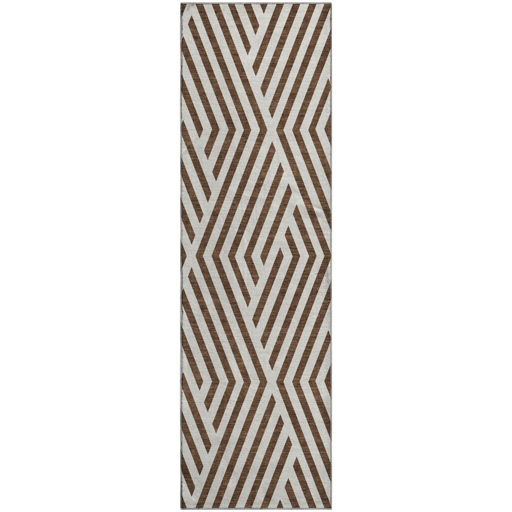 Premium Machine Washable Mayfield  Brown 2'3" x 7'6" Runner Rug. Picture 1