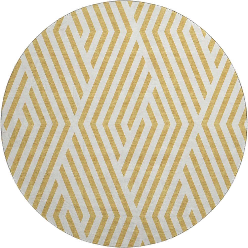 Premium Machine Washable Mayfield  Gold 8' x 8' Round Rug. Picture 1