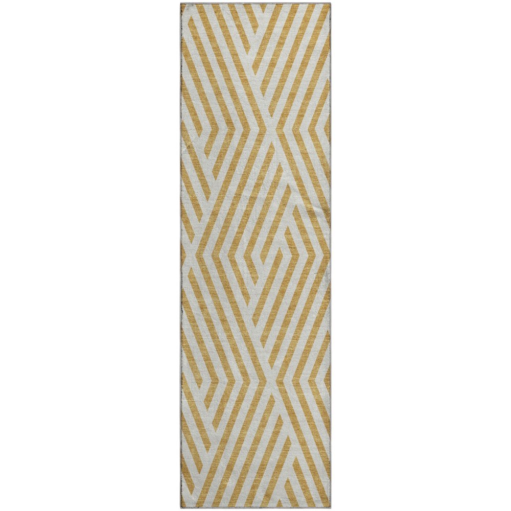 Premium Machine Washable Mayfield  Gold 2'3" x 7'6" Runner Rug. Picture 1
