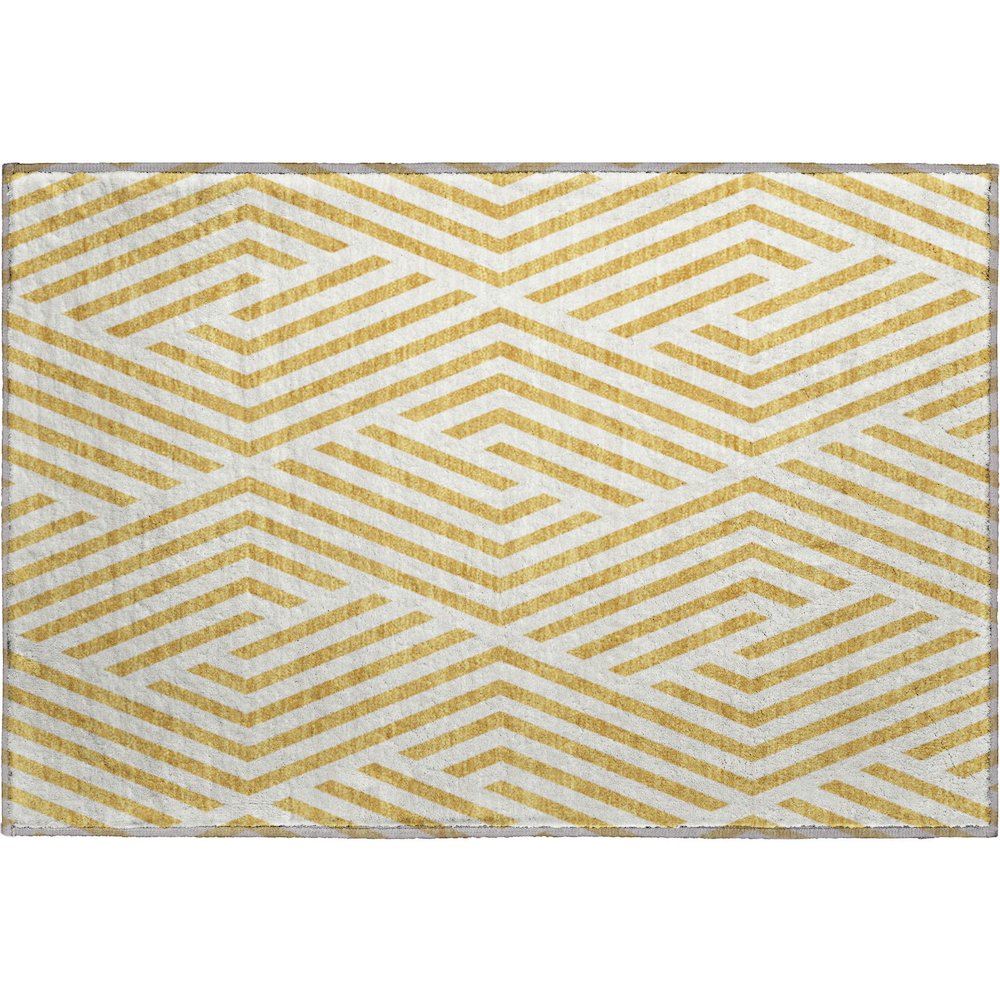 Premium Machine Washable Mayfield  Gold 1'8" x 2'6" Rug. Picture 1