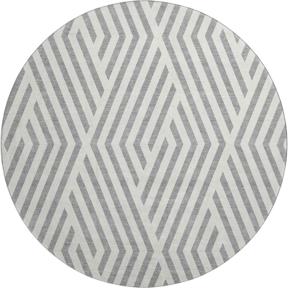 Premium Machine Washable Mayfield  Gray 8' x 8' Round Rug. Picture 1