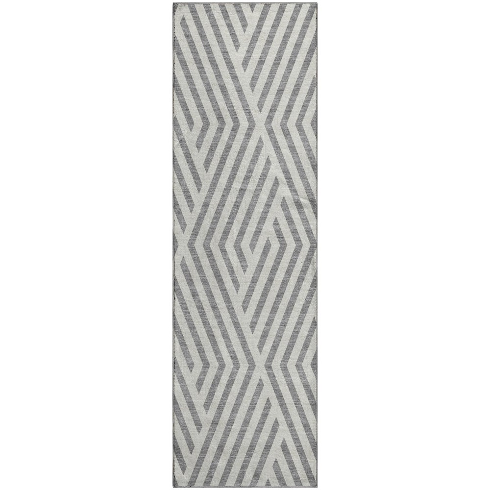 Premium Machine Washable Mayfield  Gray 2'3" x 7'6" Runner Rug. Picture 1