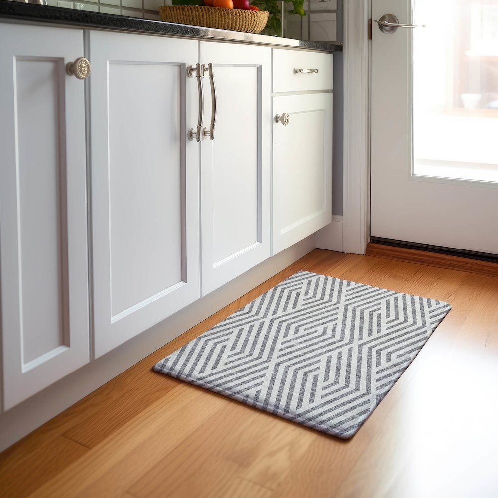 Premium Machine Washable Mayfield  Gray 1'8" x 2'6" Rug. Picture 5