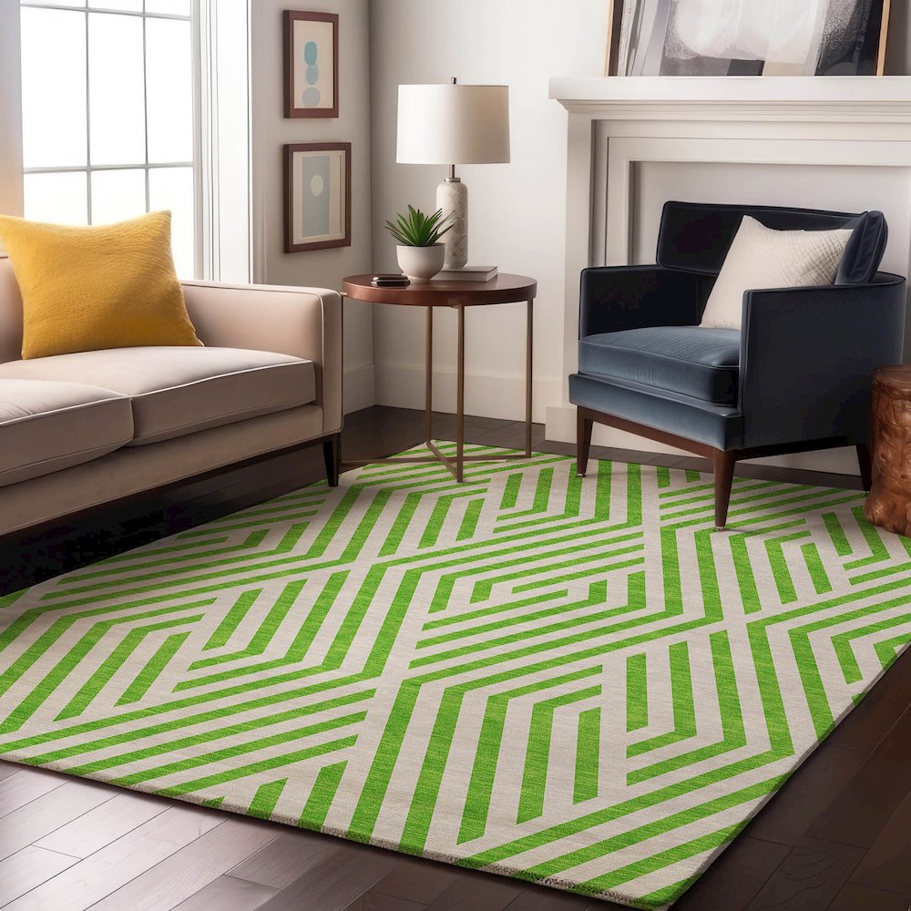 Premium Machine Washable Mayfield  Lime 2'6" x 3'10" Rug. Picture 5