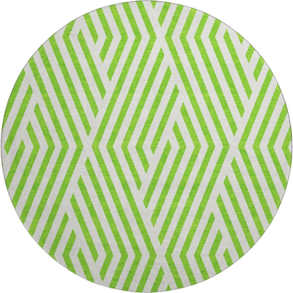 Premium Machine Washable Mayfield  Lime 8' x 8' Round Rug. Picture 1