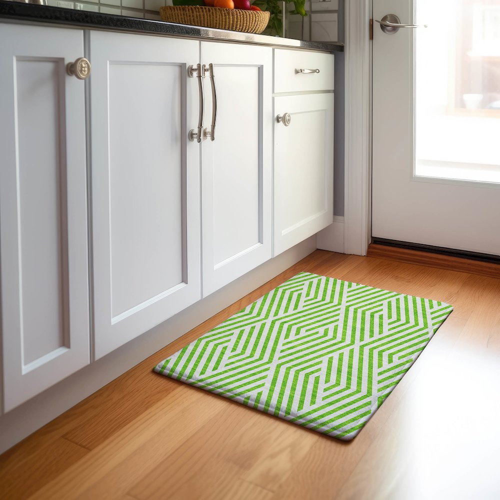 Premium Machine Washable Mayfield  Lime 1'8" x 2'6" Rug. Picture 5