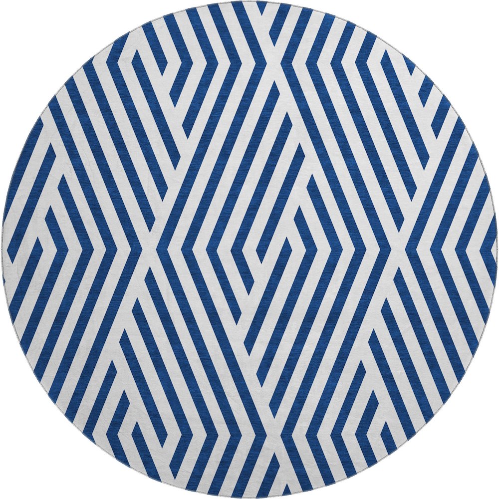 Premium Machine Washable Mayfield  Navy 8' x 8' Round Rug. Picture 1