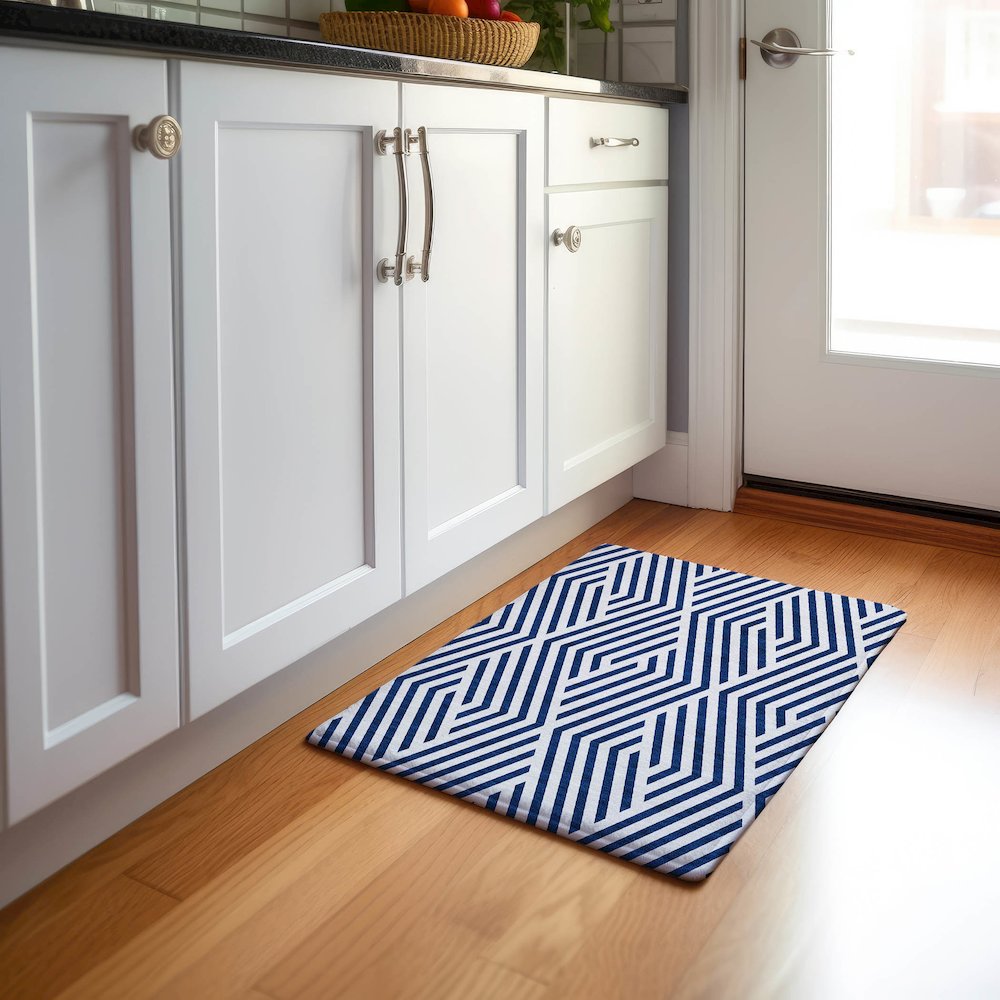 Premium Machine Washable Mayfield  Navy 1'8" x 2'6" Rug. Picture 5