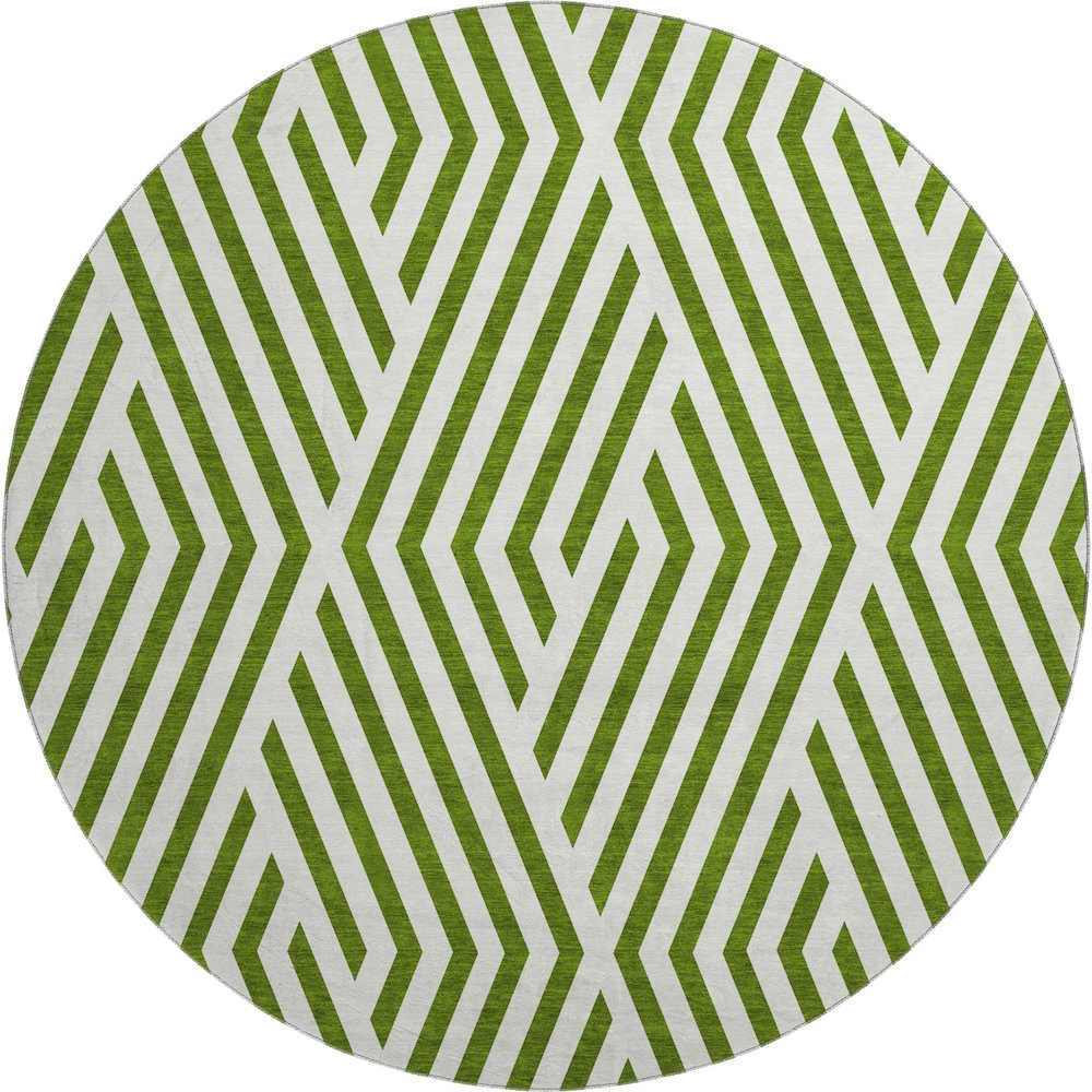 Premium Machine Washable Mayfield  Olive 8' x 8' Round Rug. Picture 1