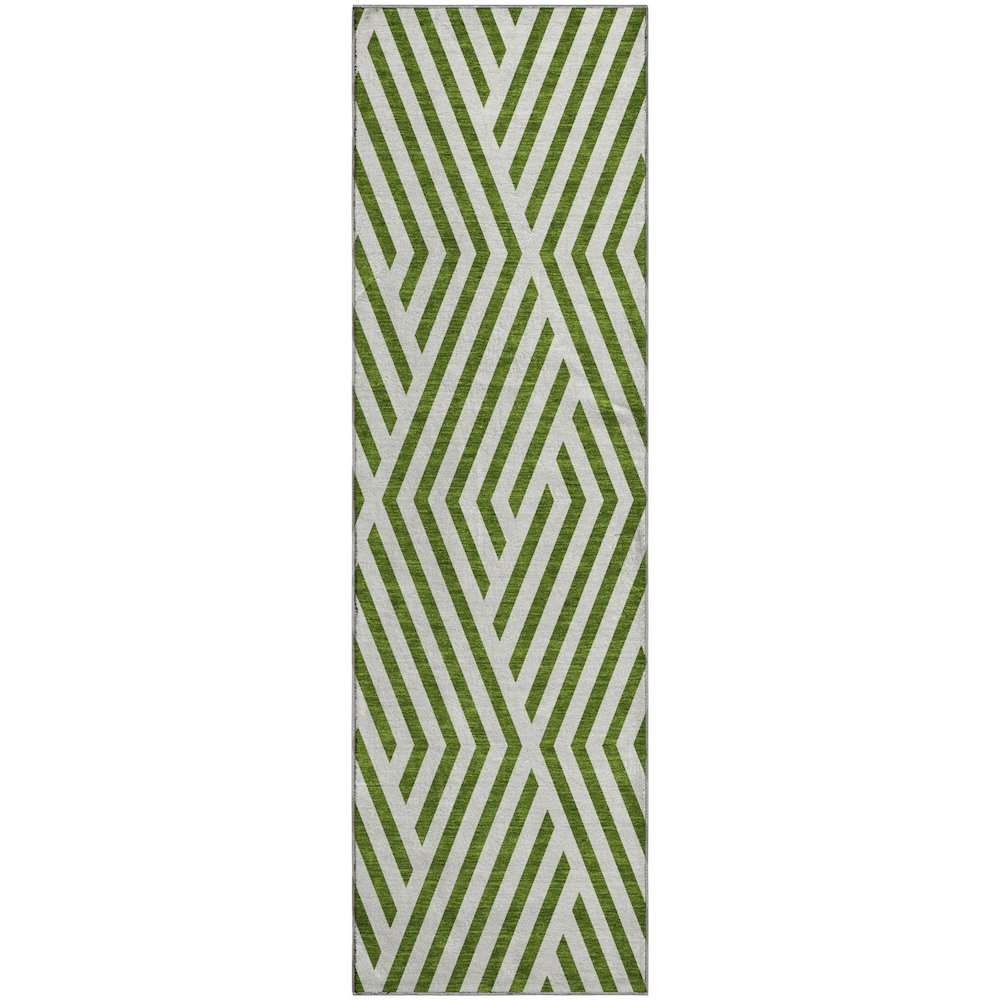 Premium Machine Washable Mayfield  Olive 2'3" x 7'6" Runner Rug. Picture 1
