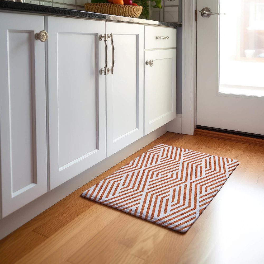 Premium Machine Washable Mayfield  Paprika 1'8" x 2'6" Rug. Picture 5