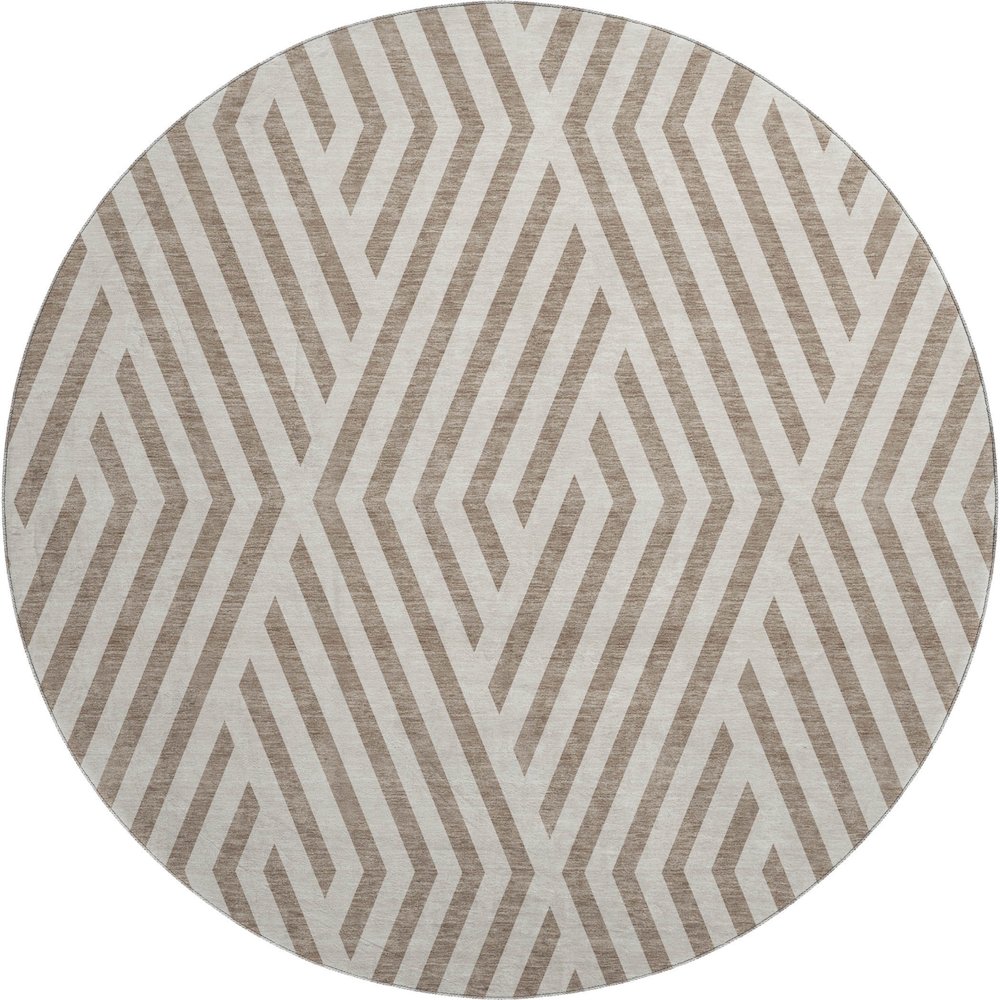 Premium Machine Washable Mayfield  Taupe 8' x 8' Round Rug. Picture 1