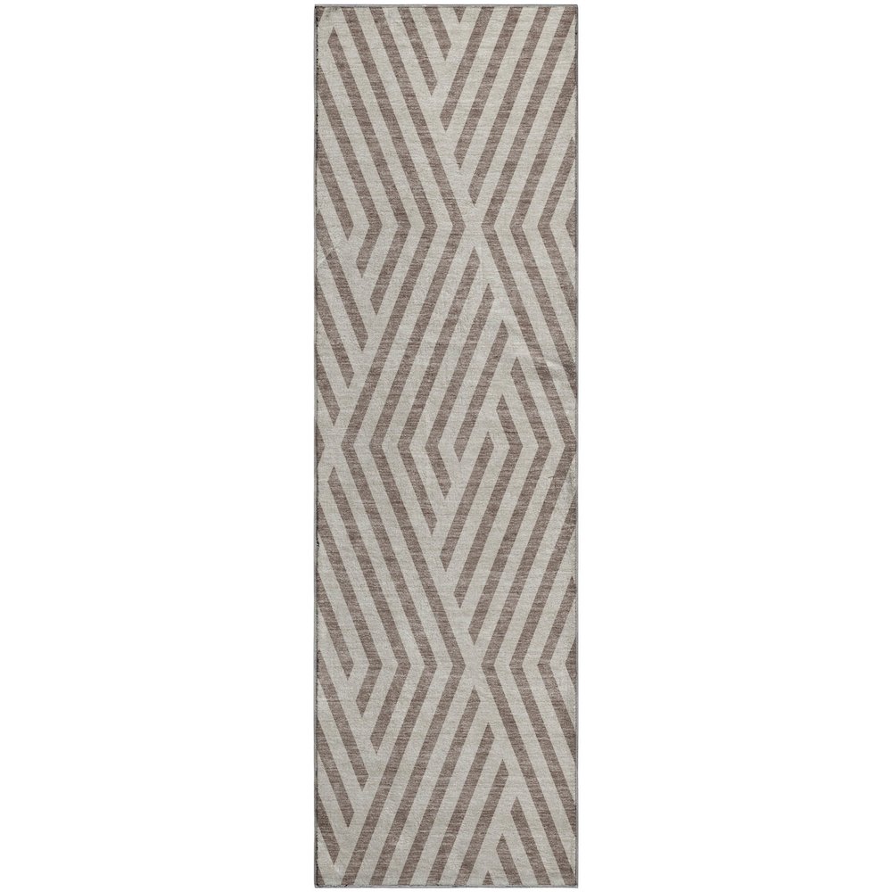 Premium Machine Washable Mayfield  Taupe 2'3" x 7'6" Runner Rug. Picture 1