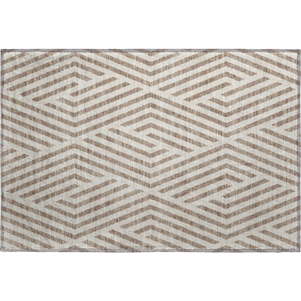 Premium Machine Washable Mayfield  Taupe 1'8" x 2'6" Rug. Picture 1