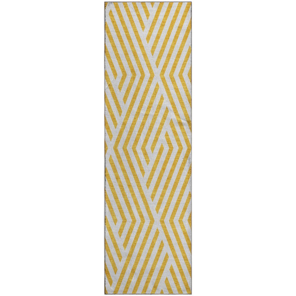 Premium Machine Washable Mayfield  Yellow 2'3" x 7'6" Runner Rug. Picture 1