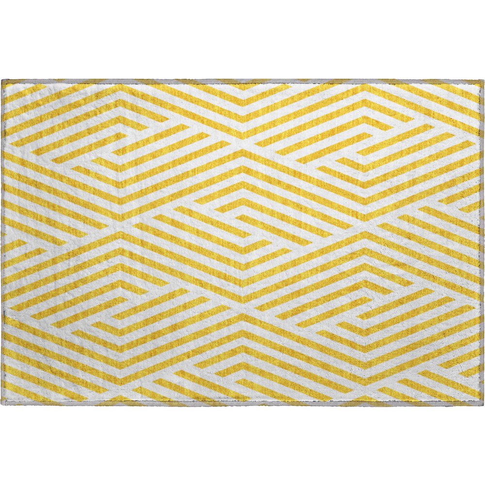 Premium Machine Washable Mayfield  Yellow 1'8" x 2'6" Rug. Picture 1