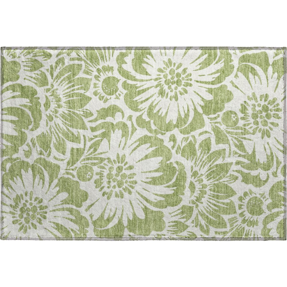 Premium Machine Washable Mayfield  Aloe 1'8" x 2'6" Rug. Picture 1