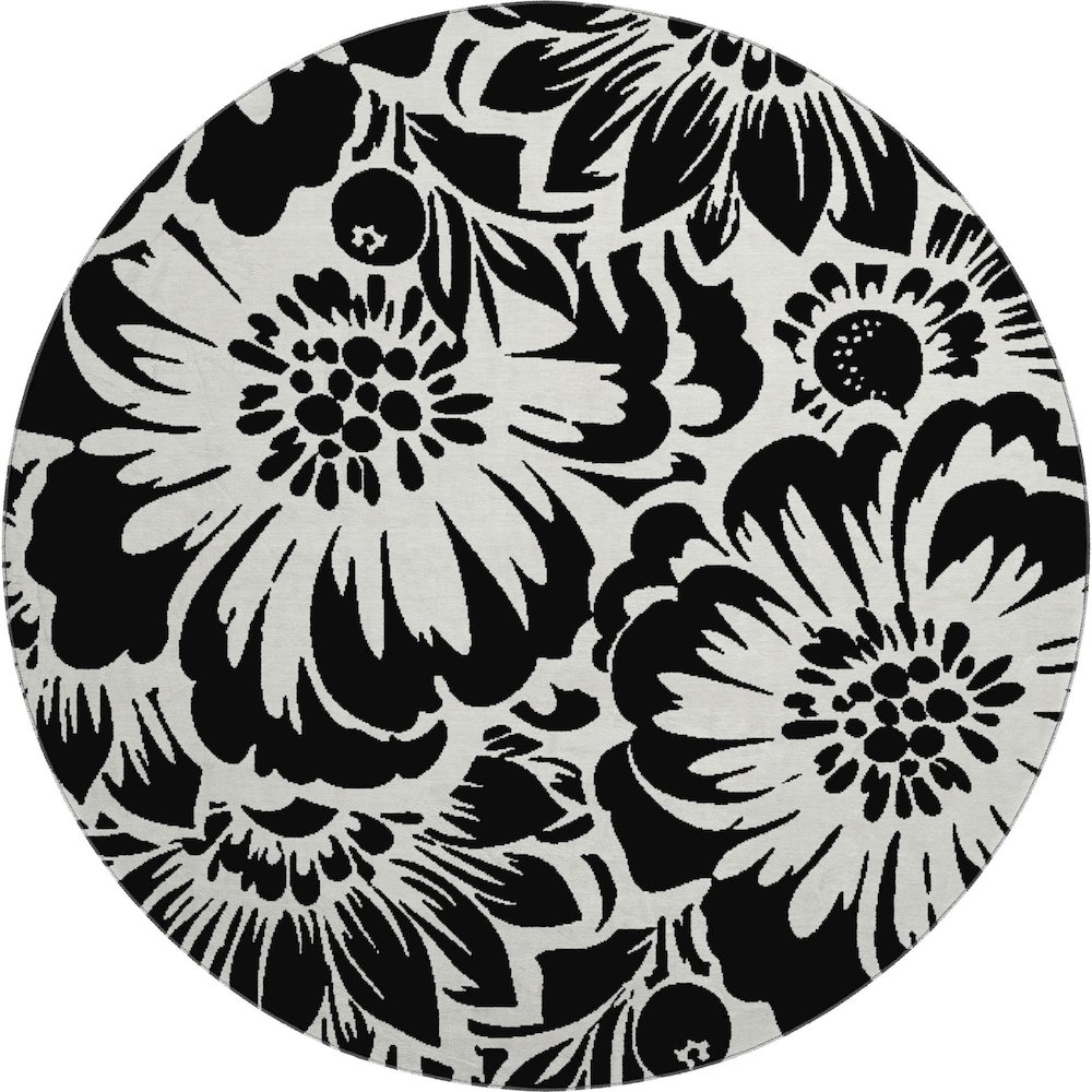 Premium Machine Washable Mayfield  Black 8' x 8' Round Rug. Picture 1