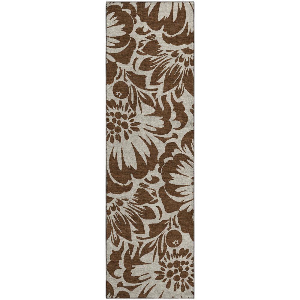Premium Machine Washable Mayfield  Brown 2'3" x 7'6" Runner Rug. Picture 1
