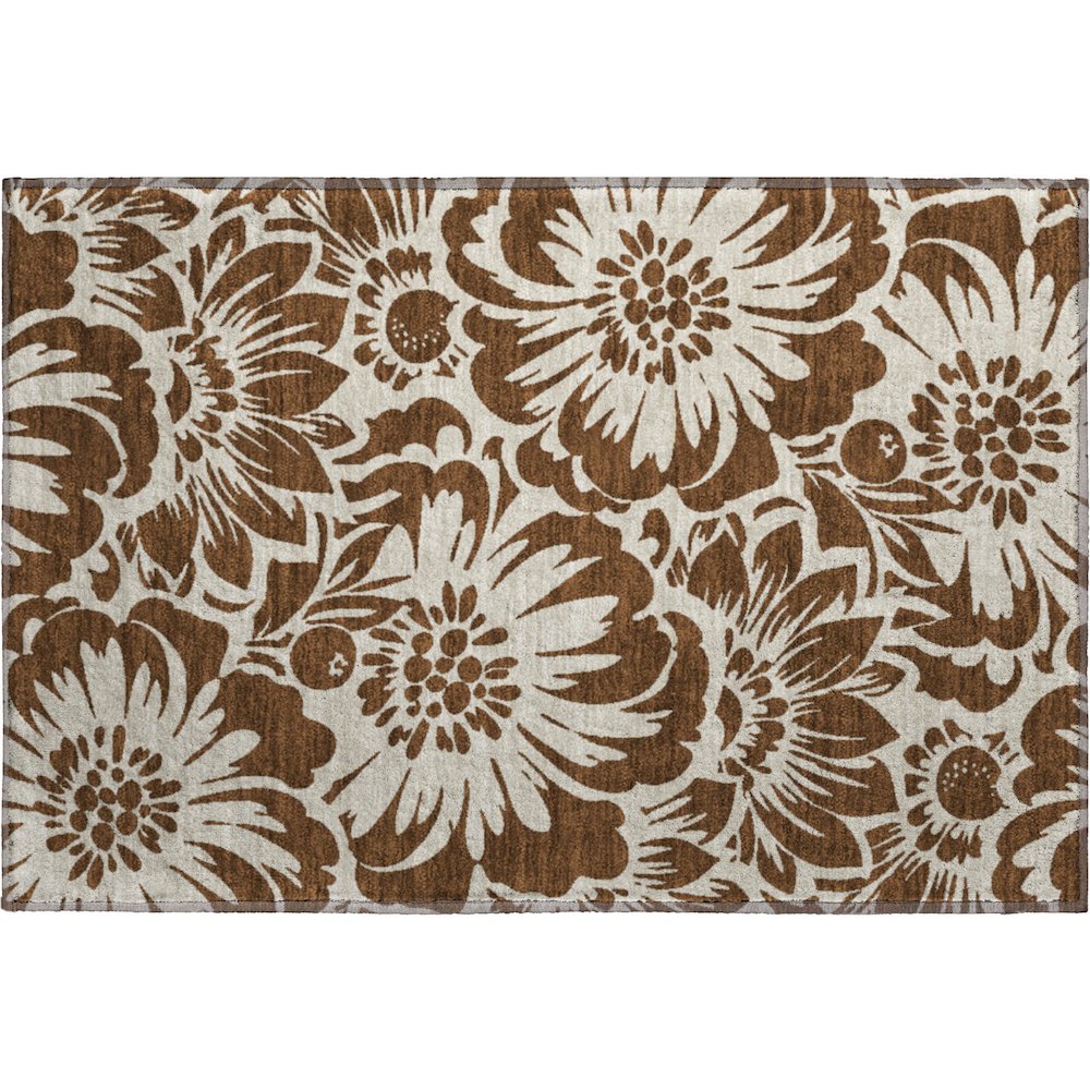Premium Machine Washable Mayfield  Brown 1'8" x 2'6" Rug. Picture 1