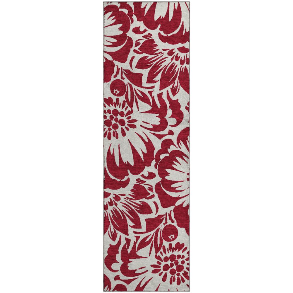 Premium Machine Washable Mayfield  Burgundy 2'3" x 7'6" Runner Rug. Picture 1