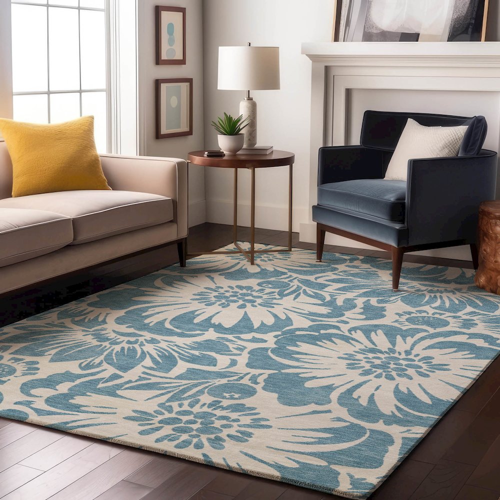 Premium Machine Washable Mayfield  Denim 2'6" x 3'10" Rug. Picture 5