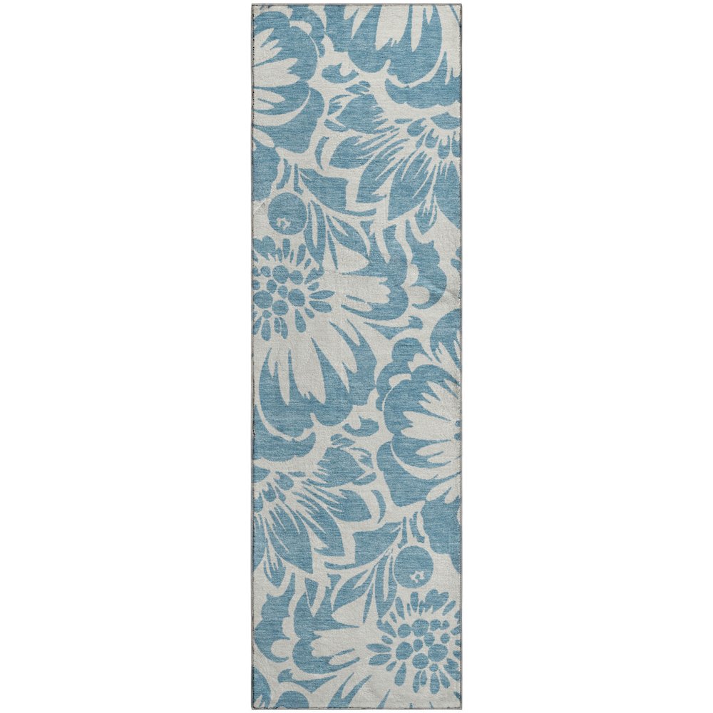 Premium Machine Washable Mayfield  Denim 2'3" x 7'6" Runner Rug. Picture 1