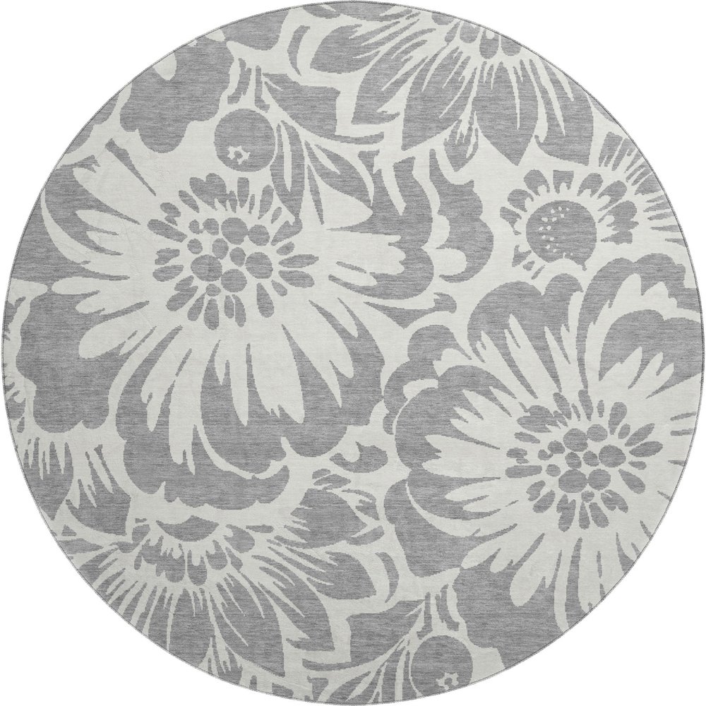 Premium Machine Washable Mayfield  Gray 8' x 8' Round Rug. Picture 1