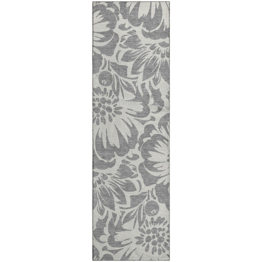 Premium Machine Washable Mayfield  Gray 2'3" x 7'6" Runner Rug. Picture 1