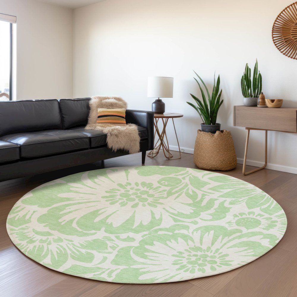 Premium Machine Washable Mayfield  Mint 8' x 8' Round Rug. Picture 5