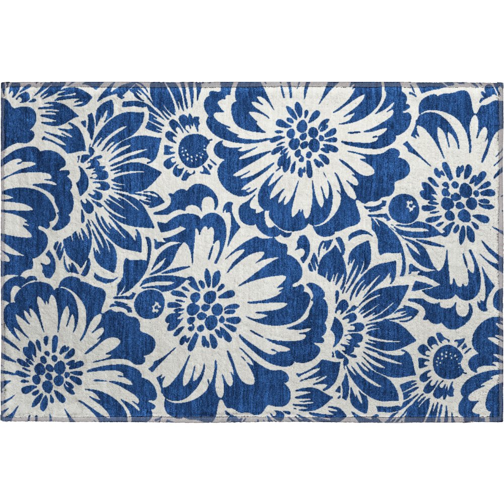 Premium Machine Washable Mayfield  Navy 1'8" x 2'6" Rug. Picture 1