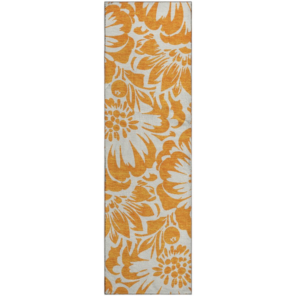 Premium Machine Washable Mayfield  Orange 2'3" x 7'6" Runner Rug. Picture 1