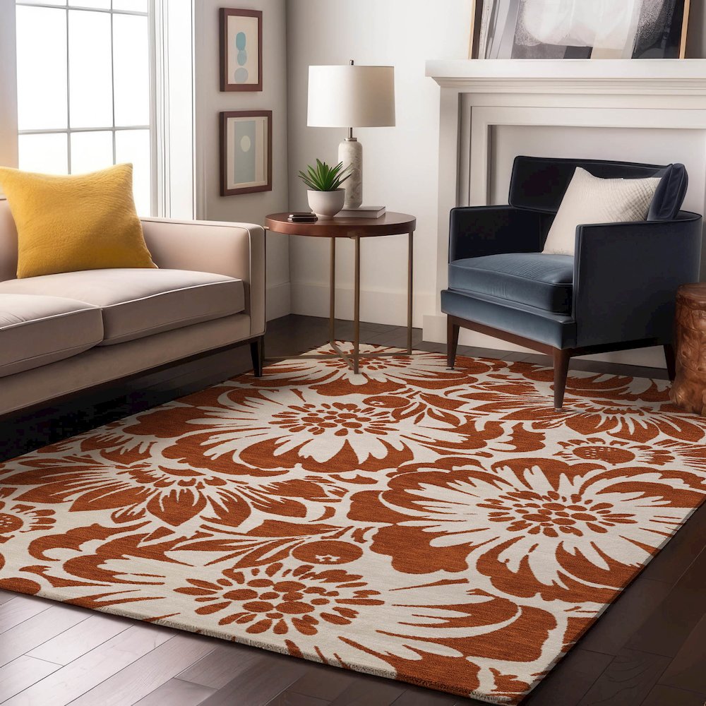 Premium Machine Washable Mayfield  Paprika 2'6" x 3'10" Rug. Picture 5