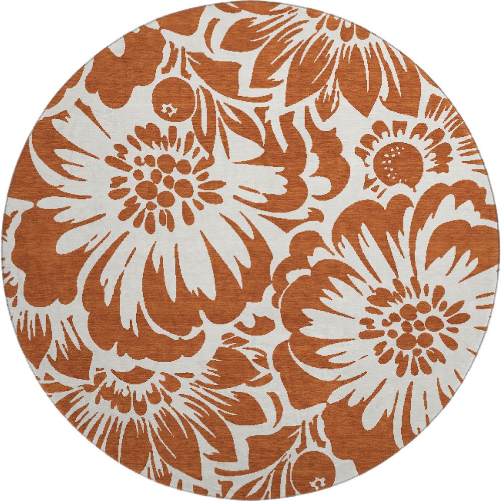 Premium Machine Washable Mayfield  Paprika 8' x 8' Round Rug. Picture 1