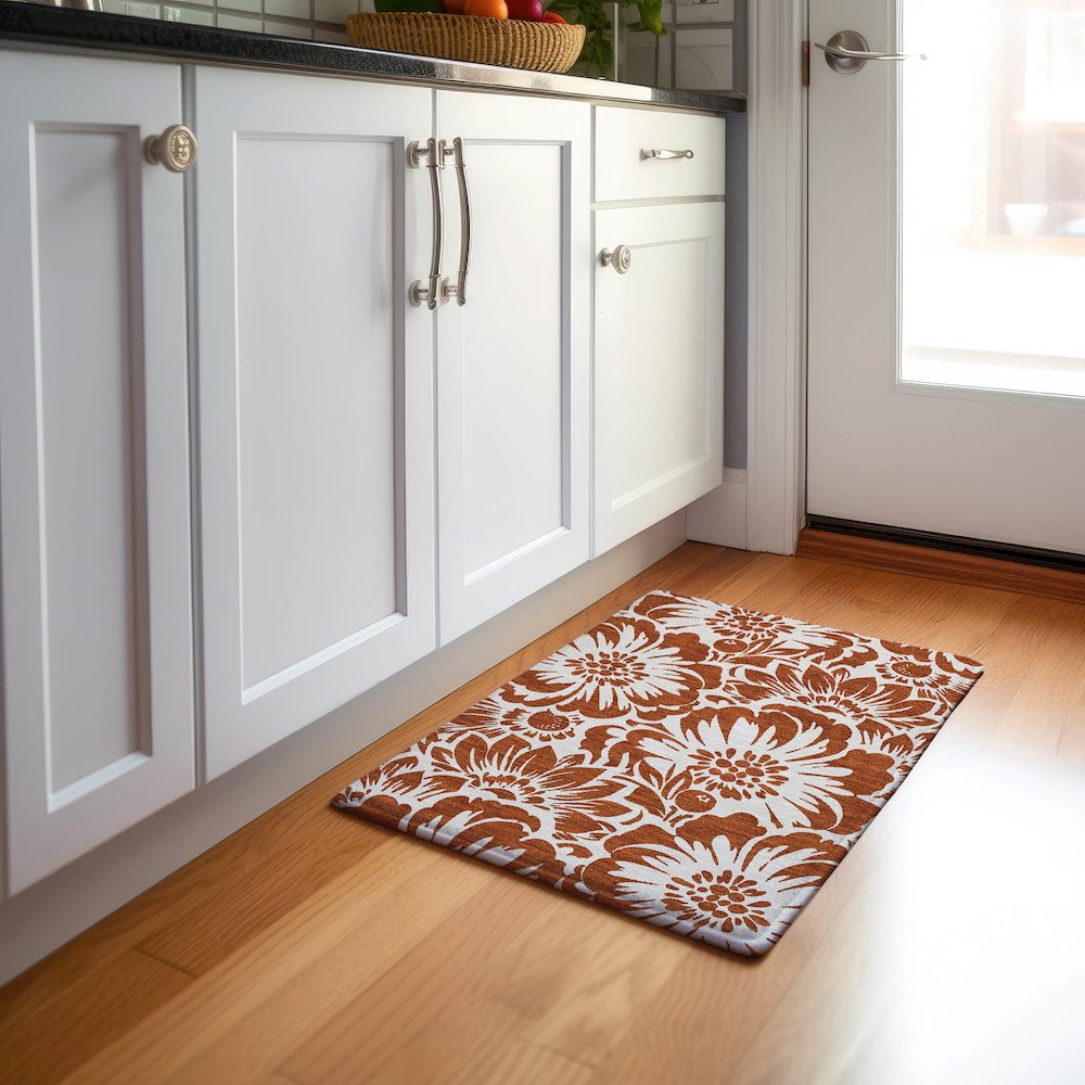 Premium Machine Washable Mayfield  Paprika 1'8" x 2'6" Rug. Picture 5