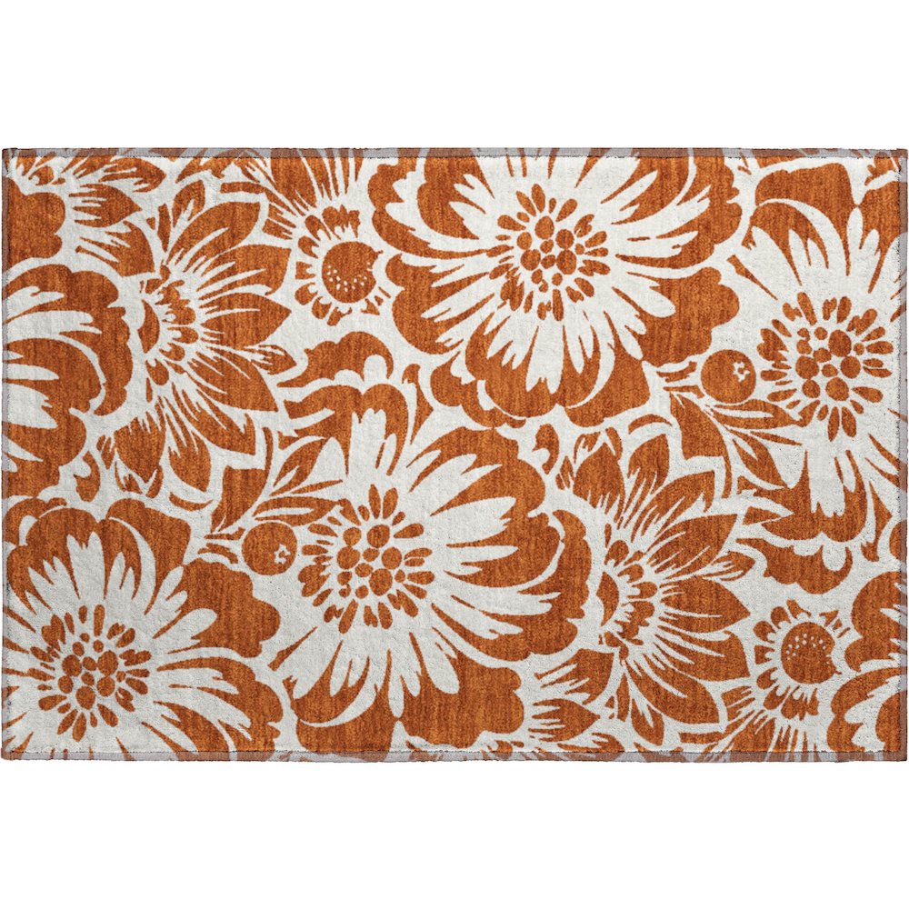 Premium Machine Washable Mayfield  Paprika 1'8" x 2'6" Rug. Picture 1