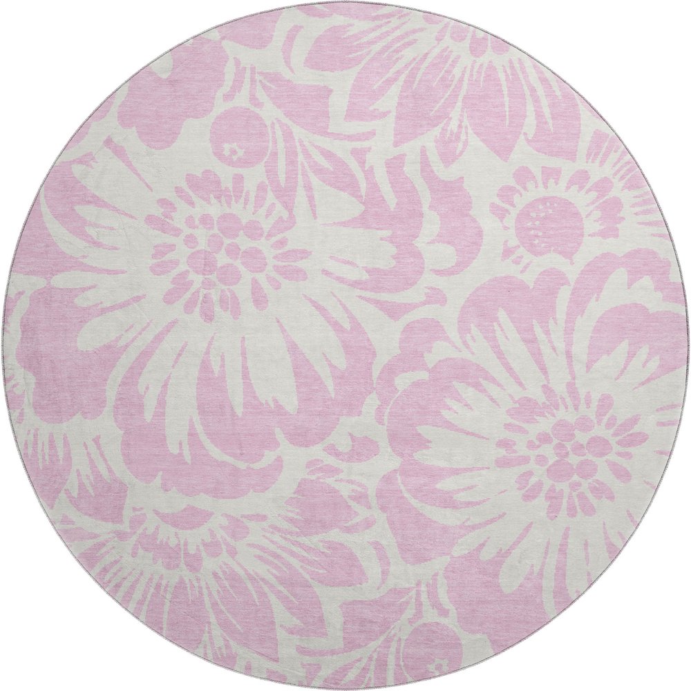 Premium Machine Washable Mayfield  Pink 8' x 8' Round Rug. Picture 1
