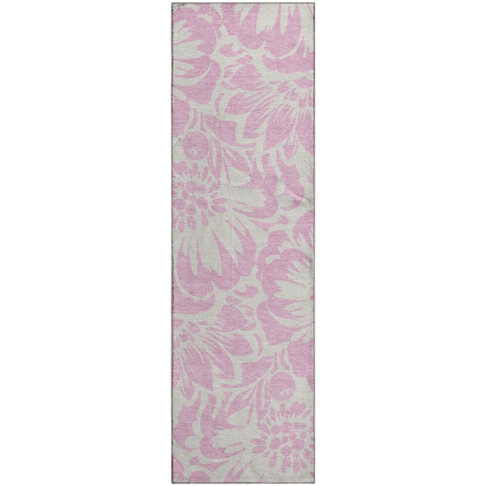 Premium Machine Washable Mayfield  Pink 2'3" x 7'6" Runner Rug. Picture 1