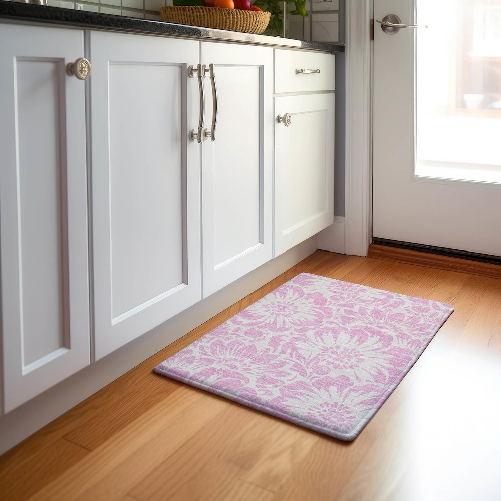 Premium Machine Washable Mayfield  Pink 1'8" x 2'6" Rug. Picture 5