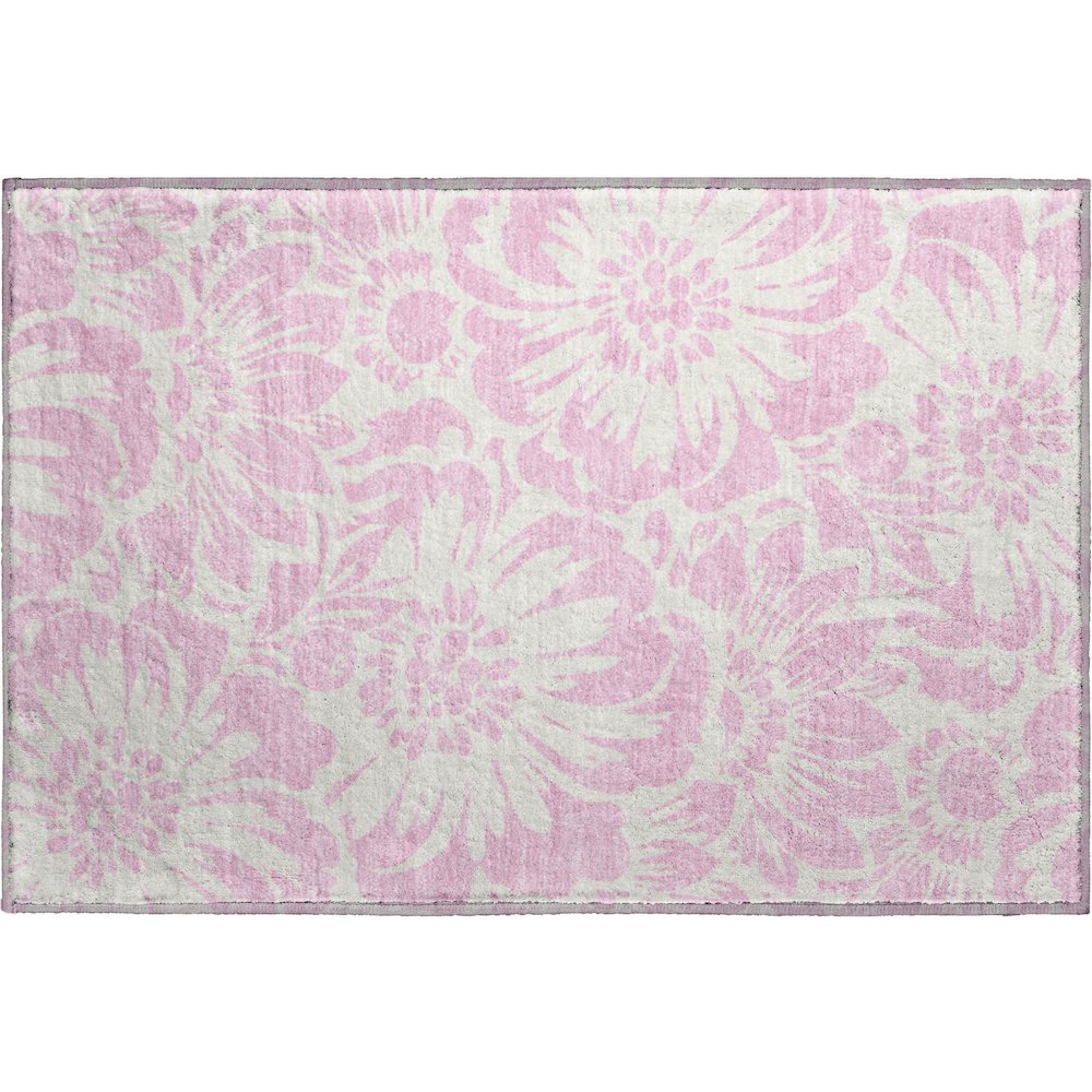 Premium Machine Washable Mayfield  Pink 1'8" x 2'6" Rug. Picture 1
