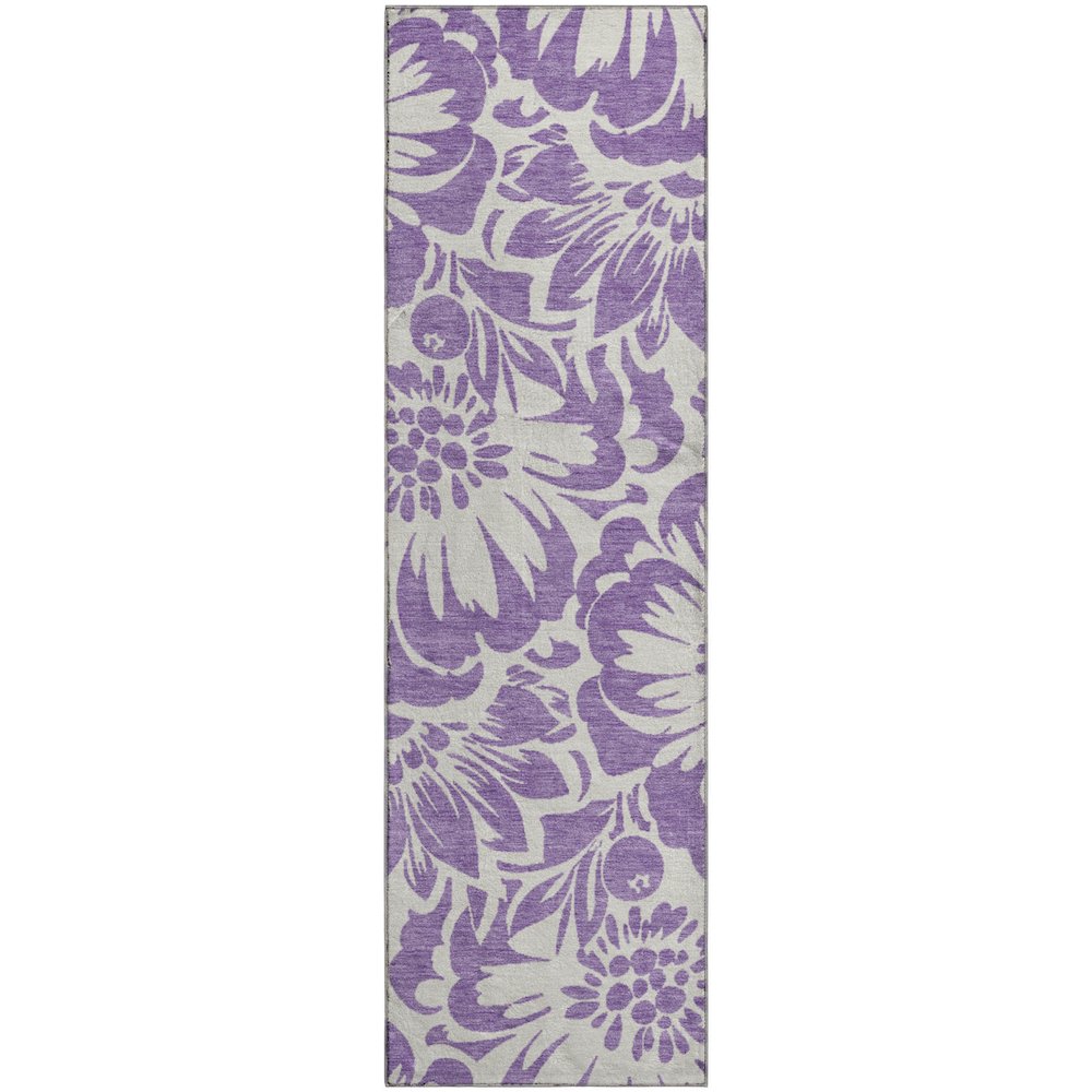 Premium Machine Washable Mayfield  Purple 2'3" x 7'6" Runner Rug. Picture 1